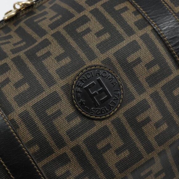 FENDI Zucca Canvas Boston Bag PVC Black Brown Auth 145332 - Picture 10 of 16
